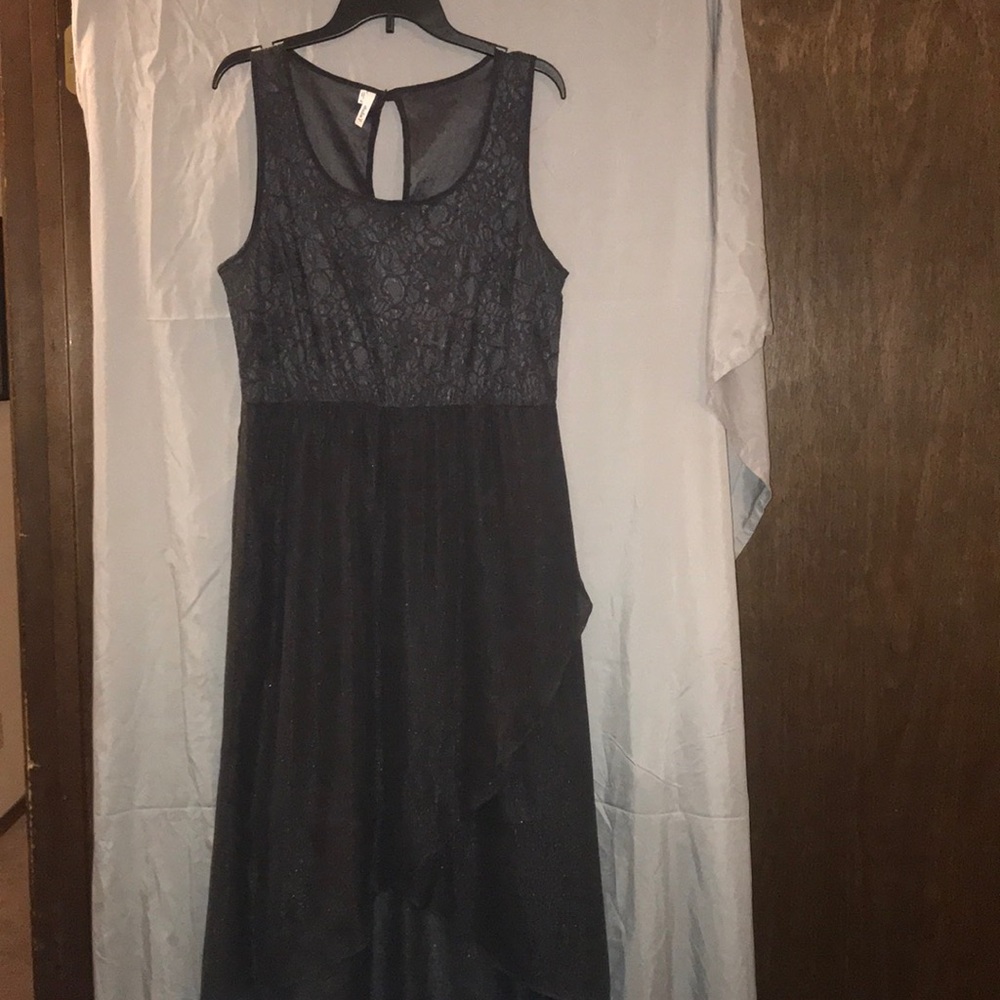 Charcoal high/low dress with sparkle!